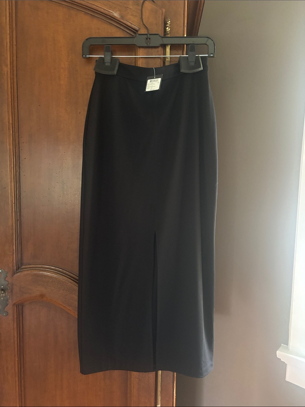 Club Monaco Black Midi Pencil Skirt with Front Vent